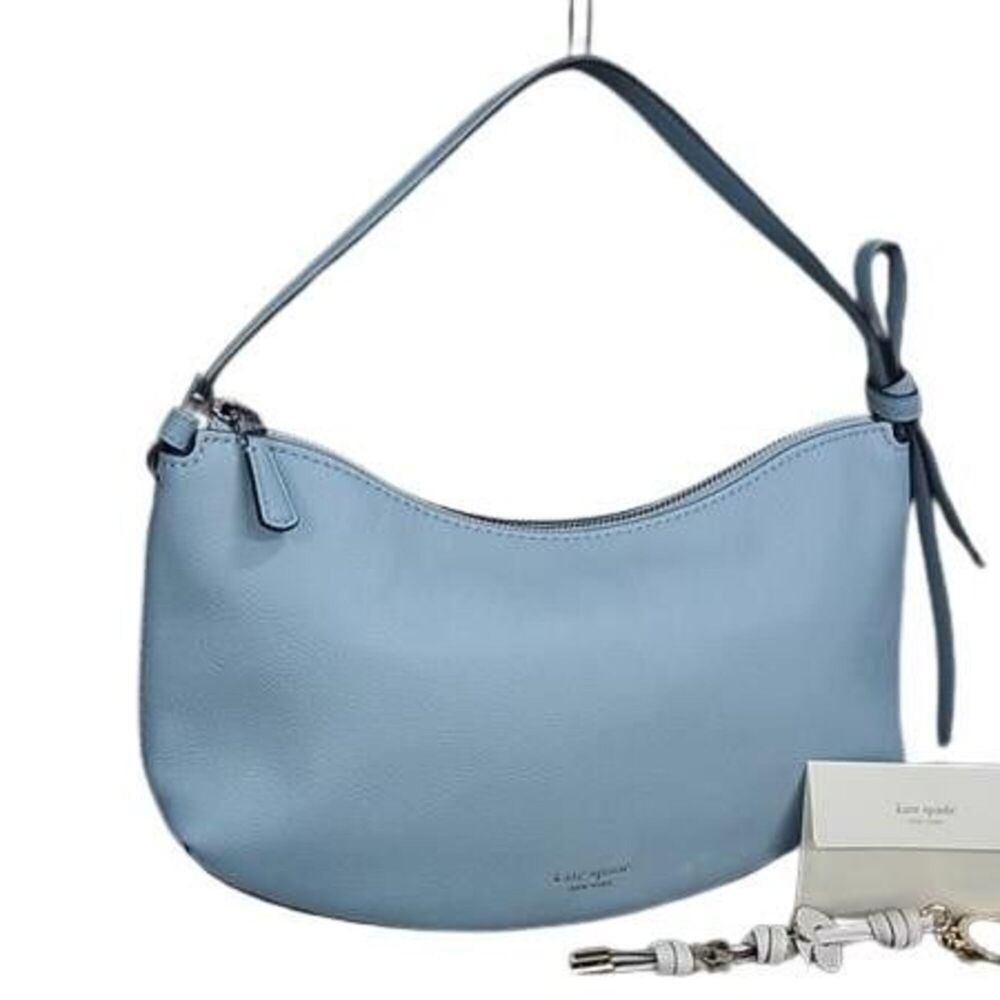 KATE SPADE Handbag Loop Shoulder Bag KM487 Light Blue Leather Women's Enamel ...